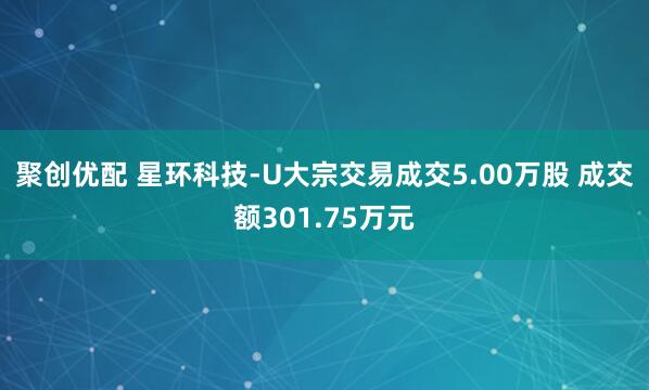 聚创优配 星环科技-U大宗交易成交5.00万股 成交额301.75万元